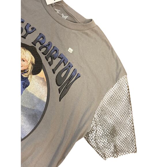 Dolly Parton official graphic tee large mesh embezzled sleeves western country - Picture 3 of 5